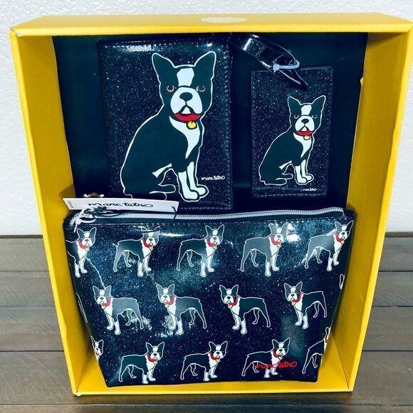 NWT Marc Tetro 3-pc Boston Terrier Dog Travel Gift Set - Picture 1 of 5